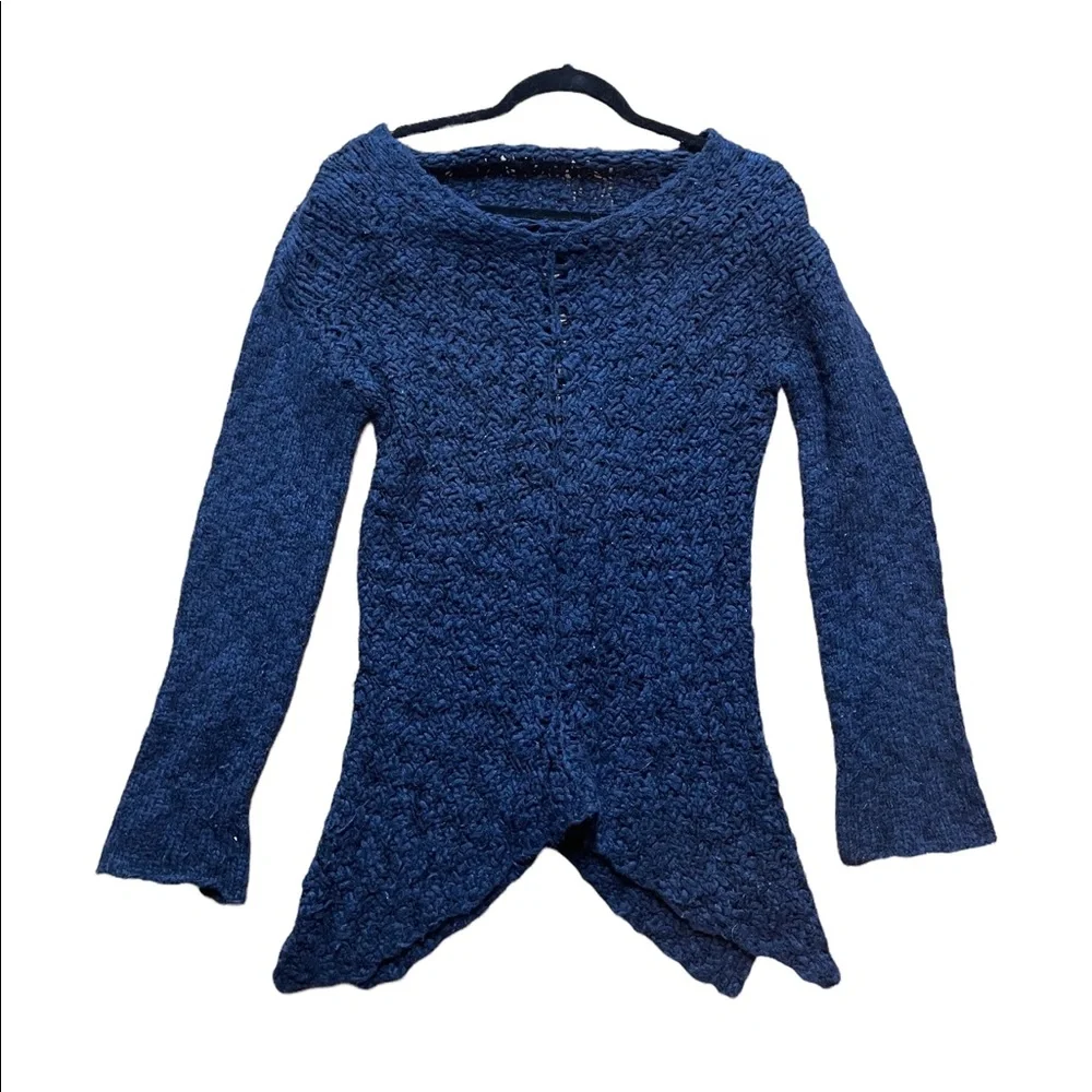 Free People | Blue Open Knit Sweater